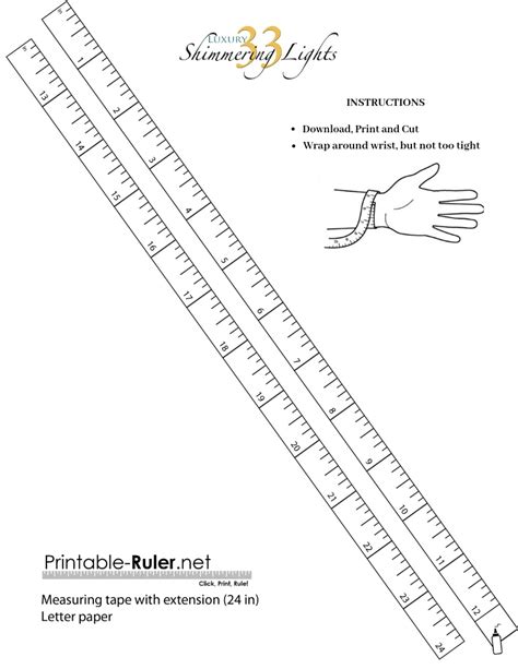 Printable Wrist Measurement